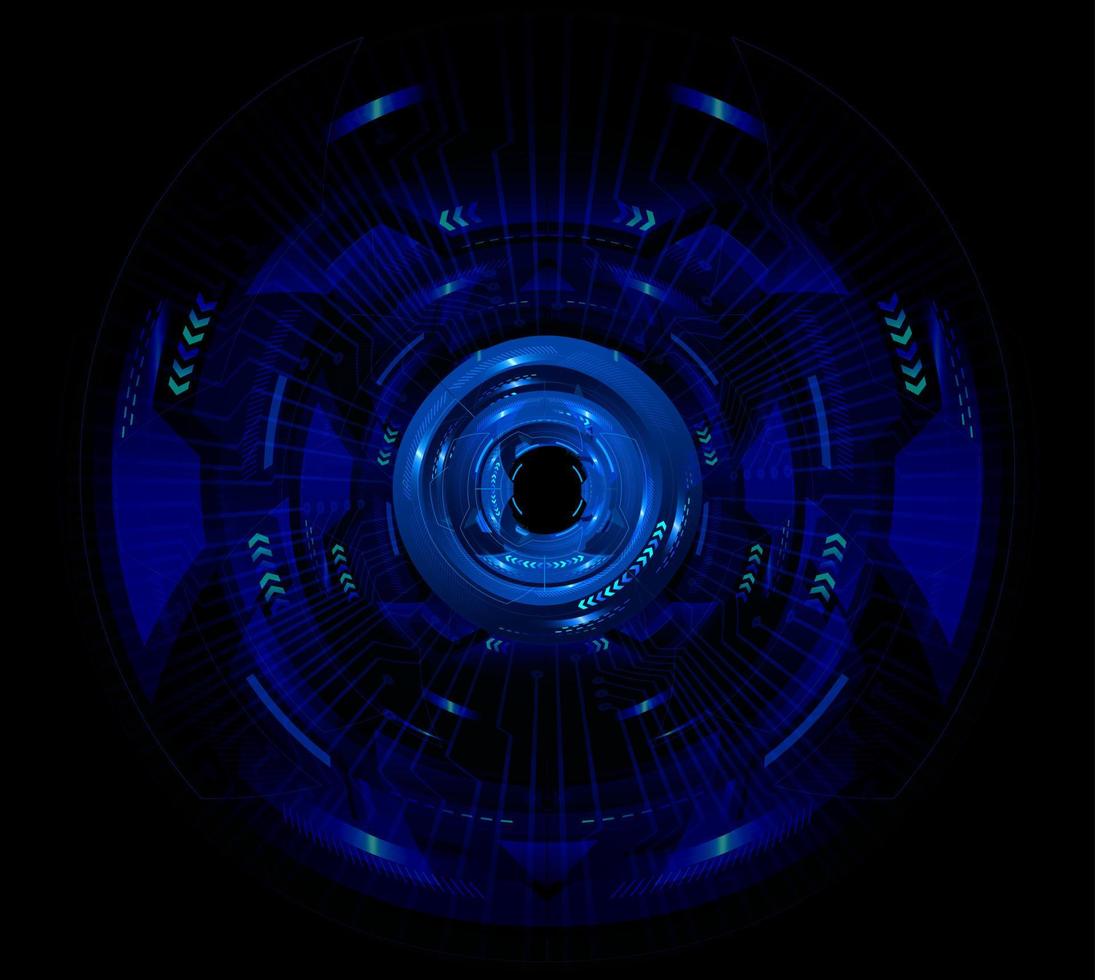 Fondo de concepto de tecnología futura de circuito cibernético de ojo azul vector