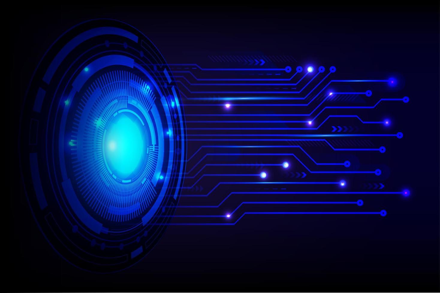 Fondo de concepto de tecnología futura de circuito cibernético de ojo azul vector