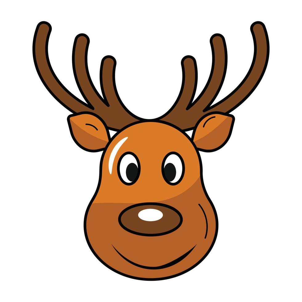 A cute reindeer head, flat icon vector