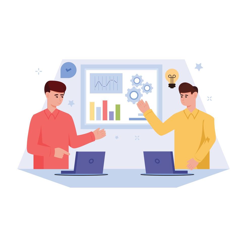 Check this flat illustration of project discussion vector