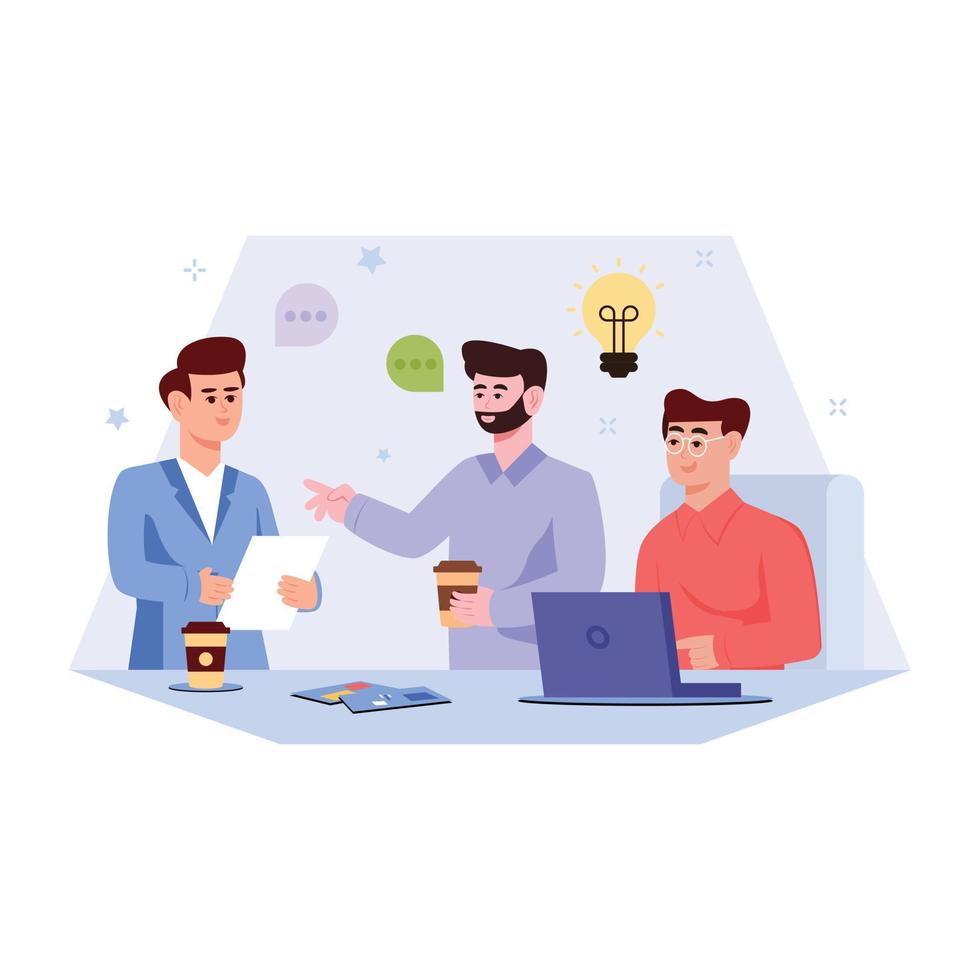 An editable illustration of business meeting in flat style vector