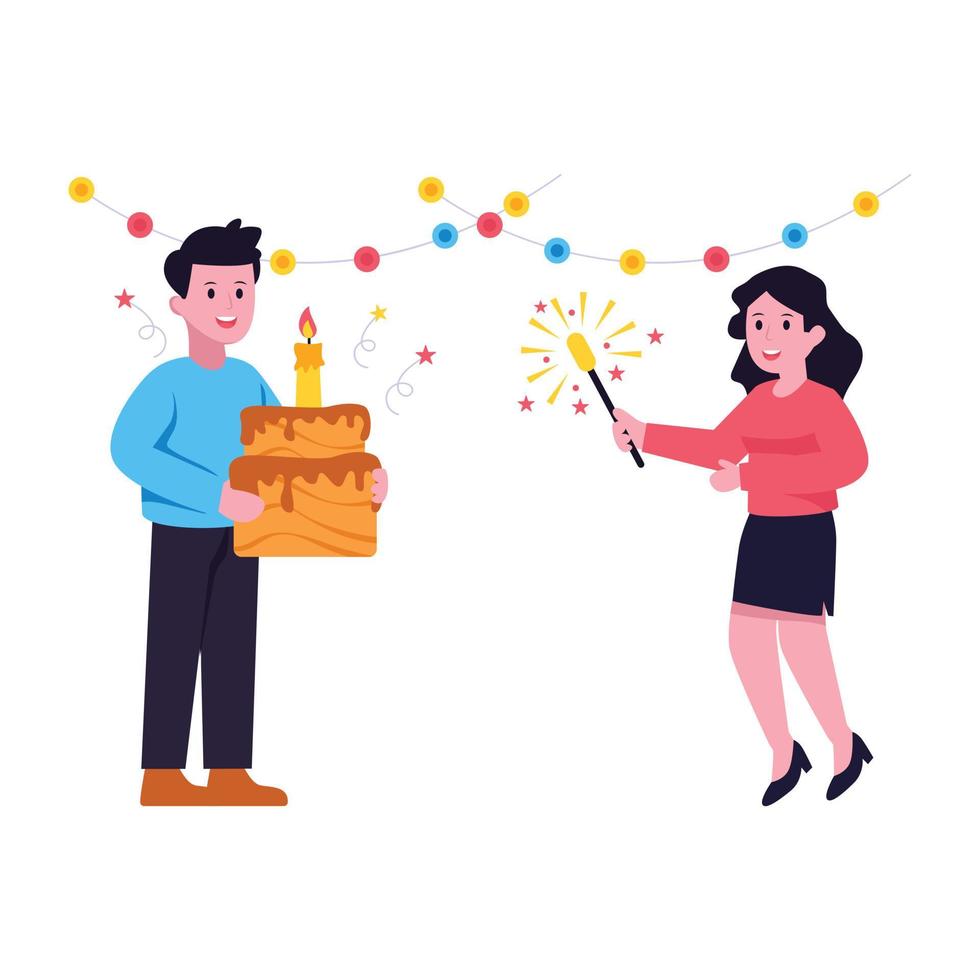 una ilustración plana escalable de celebración de fiestas vector