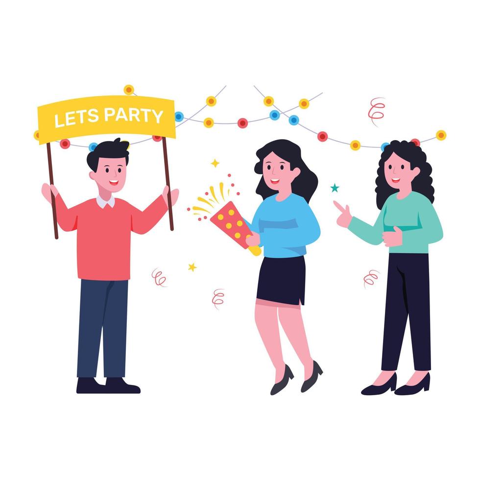 una ilustración plana escalable de celebración de fiestas vector