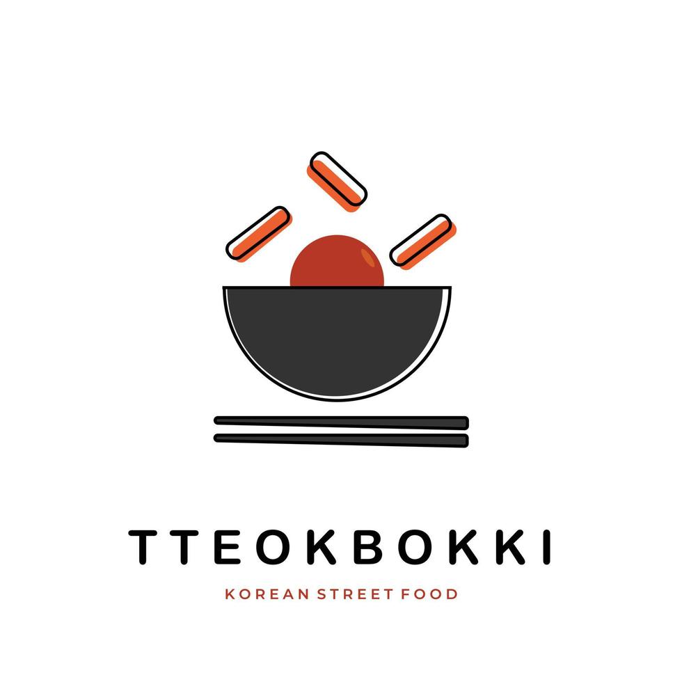 logotipo de ilustración abstracta de tteokbokki caliente y picante simple vector