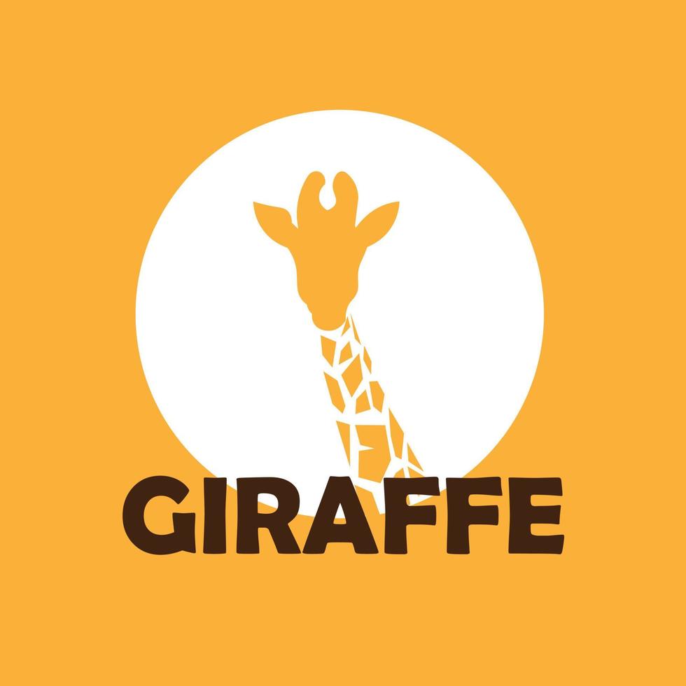 Yellow giraffe head silhouette illustration logo vector