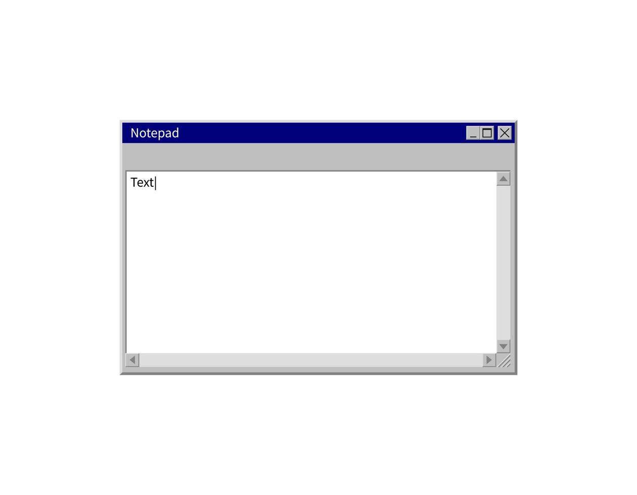 System Notepad template. Retro 90s PC interface. Blank notepad copy space. Empty element of computer operating system vector