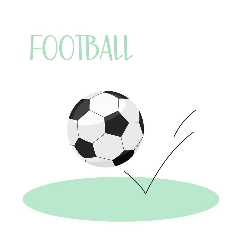 Soccer ball isolated. Vector flat illustration of ball for football game on green background