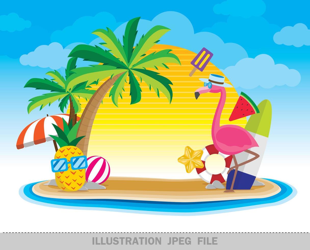 Summer vibes illustration vector. Fun summer graphic artwork. vector