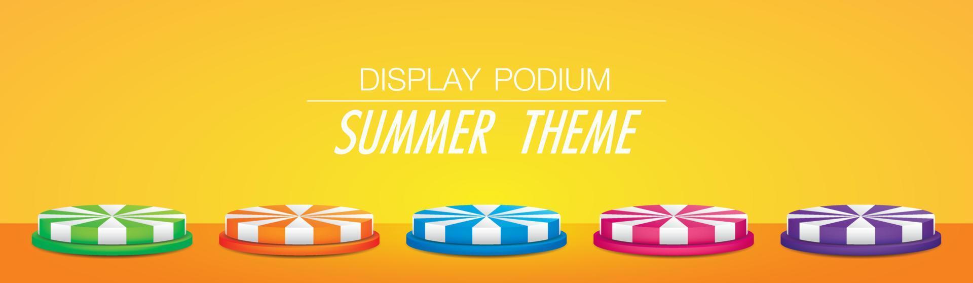 round display podium 3D illustration vector in summer theme.