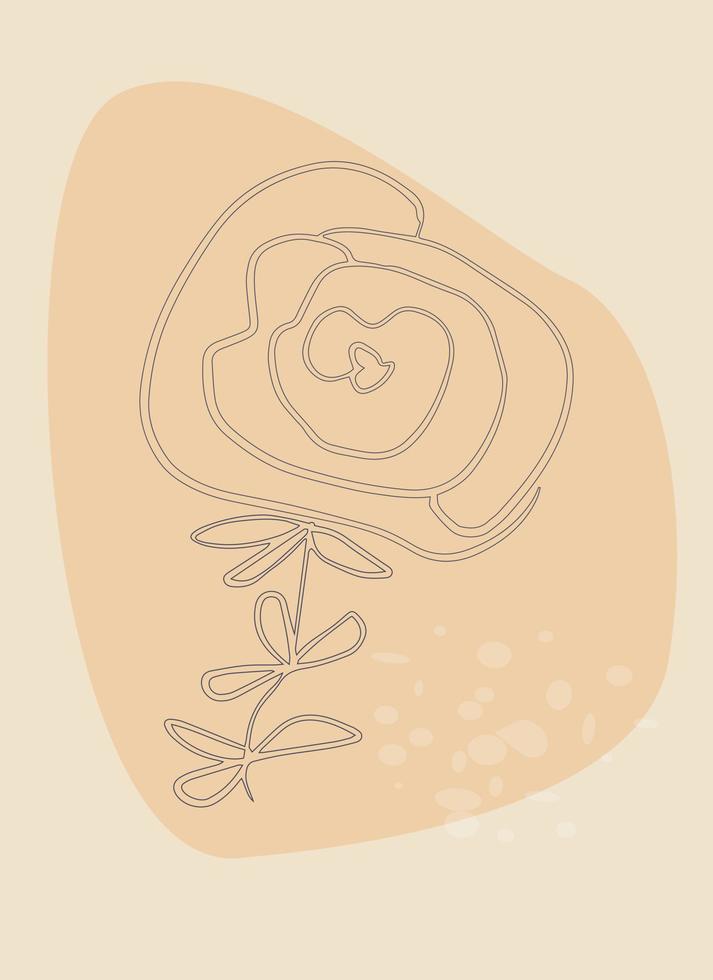 plantilla con una composición abstracta de formas simples. rosa flor arte lineal vector