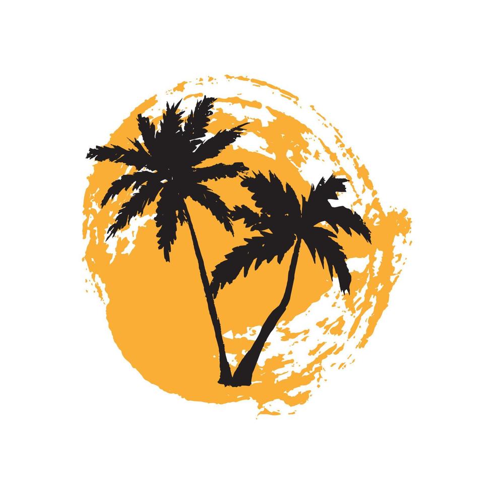 Hand drawn palm tree. Circle summer design. Vector illustration 7125183 ...