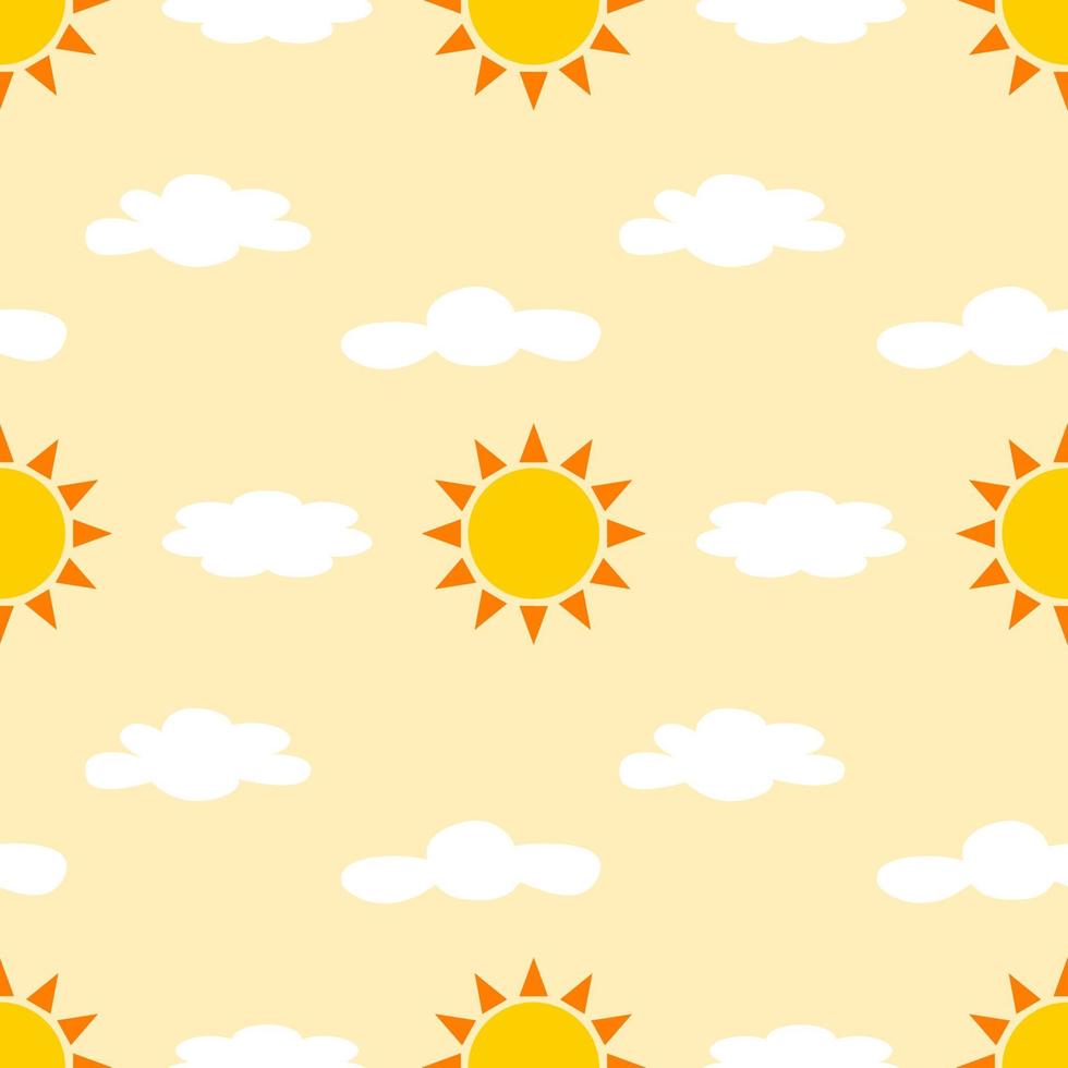 Seamless pattern of sun and cloud. Fresh and colorful sun and cloud vector