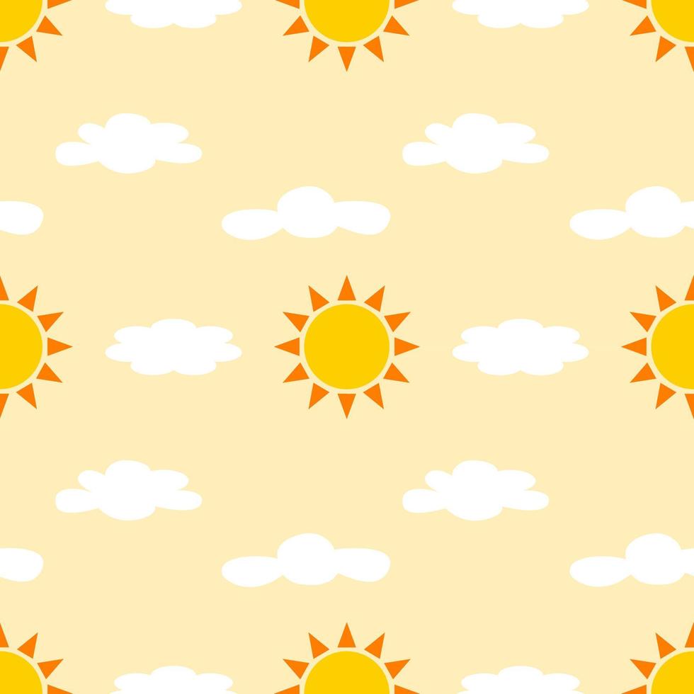 Seamless pattern of sun and cloud. Fresh and colorful sun and cloud vector