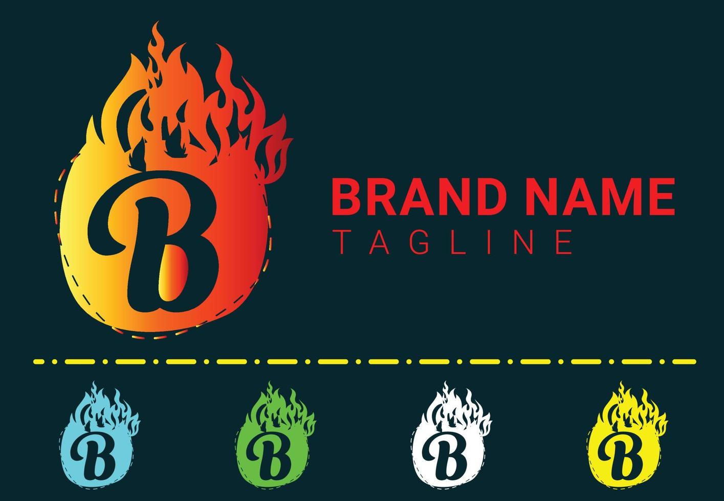 Plantilla de diseño de logotipo e icono de letra B de fuego vector