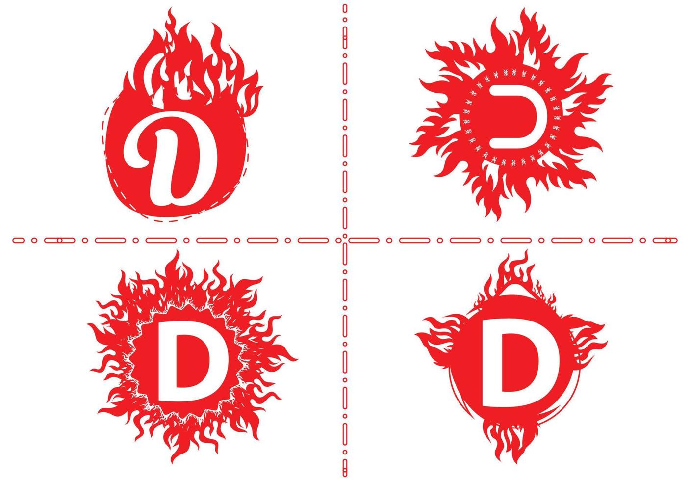 Plantilla de diseño de logotipo e icono de letra d fuego vector