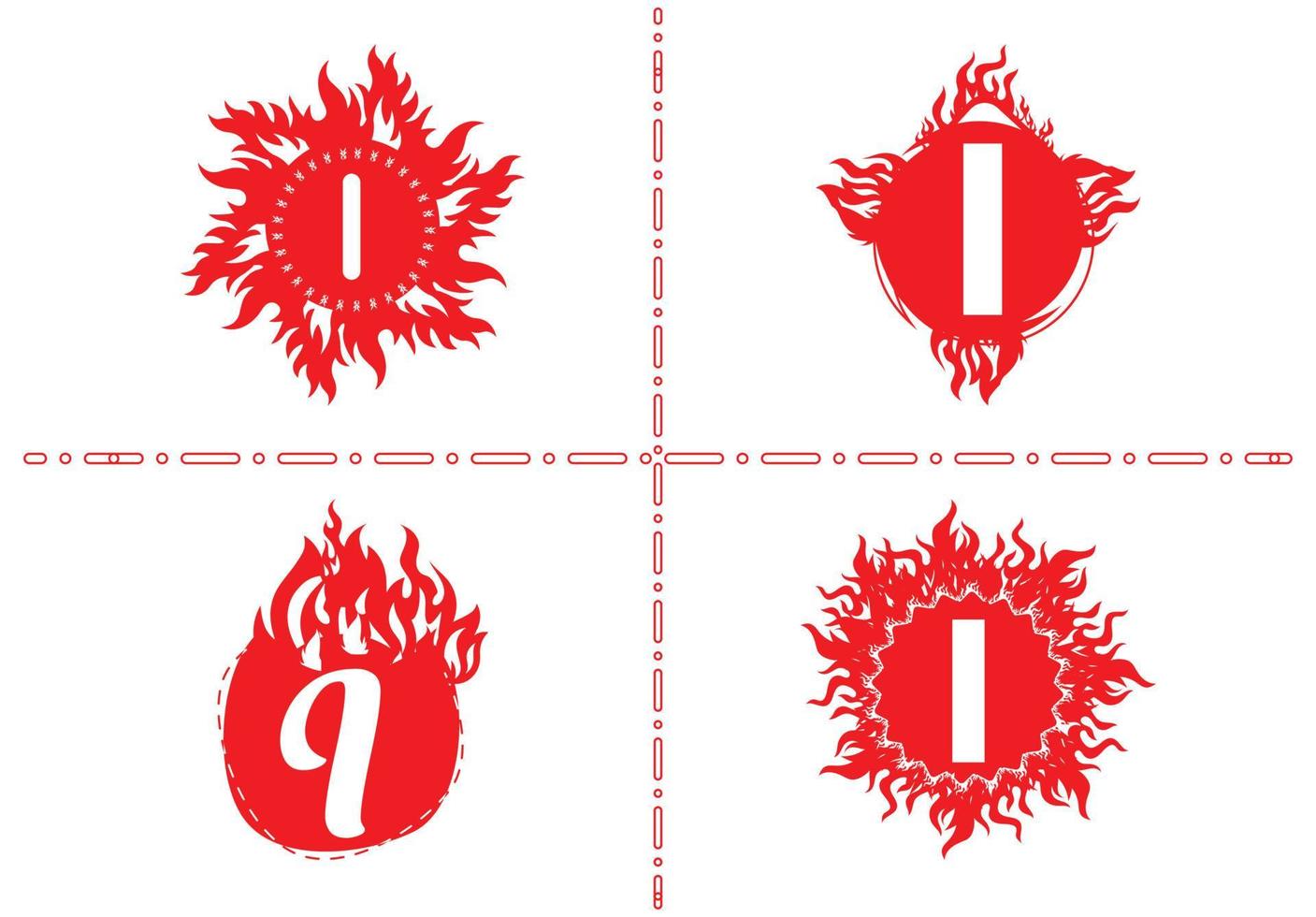 Plantilla de diseño de logotipo e icono de letra de fuego i vector