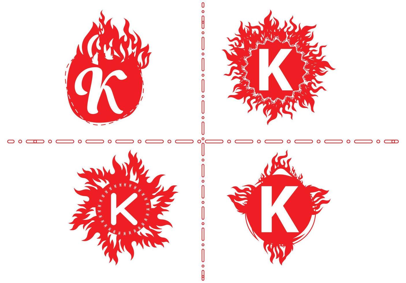 Plantilla de diseño de logotipo e icono de letra K de fuego vector