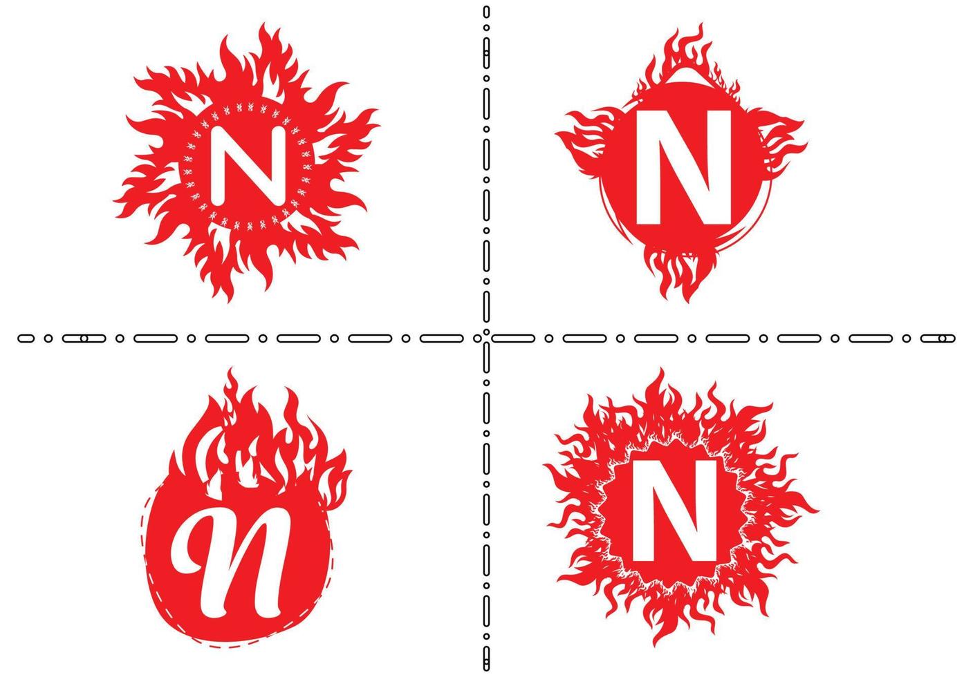 Plantilla de diseño de logotipo e icono de letra n de fuego vector