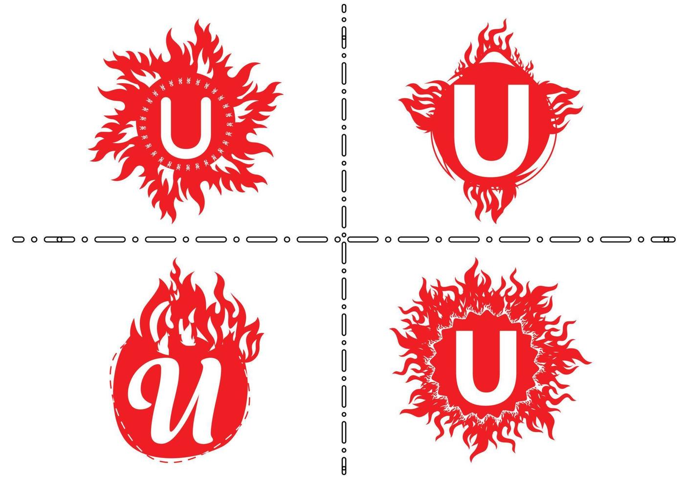 Plantilla de diseño de logotipo e icono de letra U de fuego vector