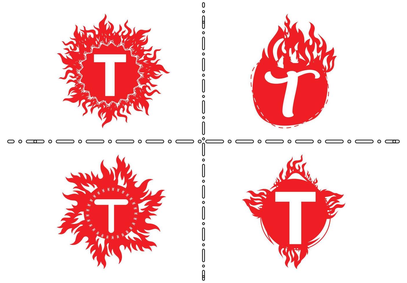 Plantilla de diseño de logotipo e icono de letra t de fuego vector