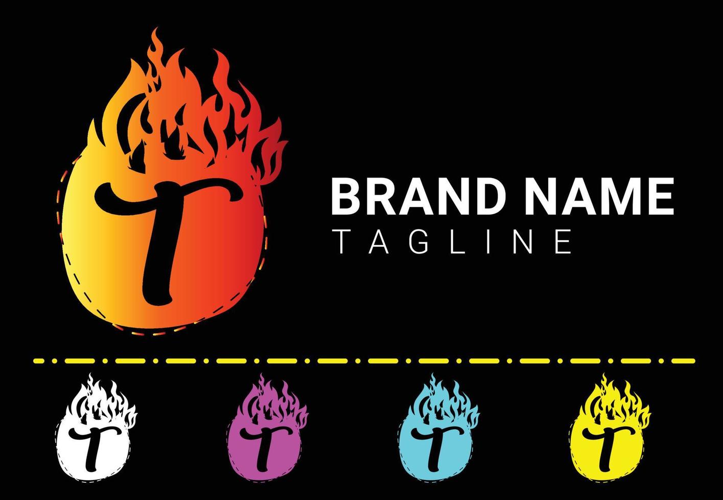 Plantilla de diseño de logotipo e icono de letra t de fuego vector