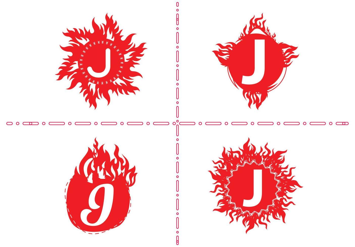 Plantilla de diseño de logotipo e icono de letra J de fuego vector