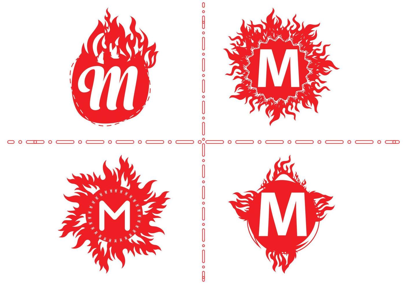 Plantilla de diseño de logotipo e icono de letra m de fuego vector