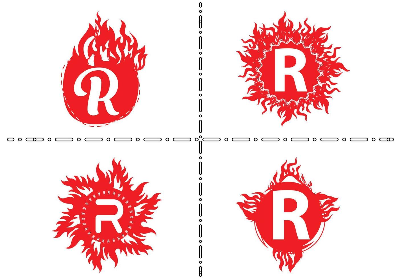 Plantilla de diseño de logotipo e icono de letra R de fuego vector