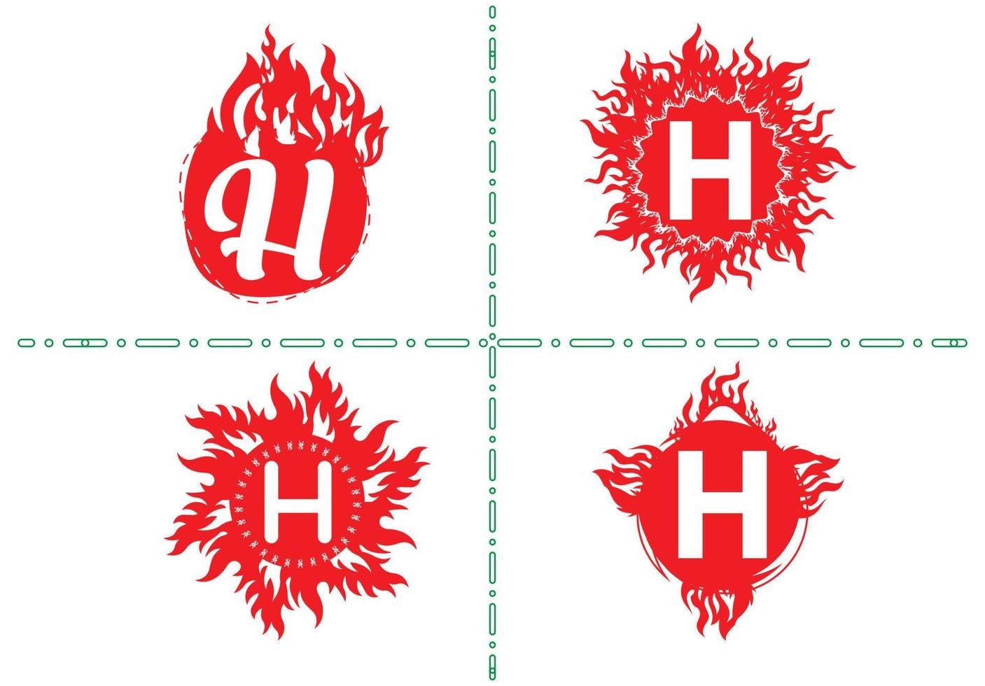 Plantilla de diseño de logotipo e icono de letra H de fuego vector