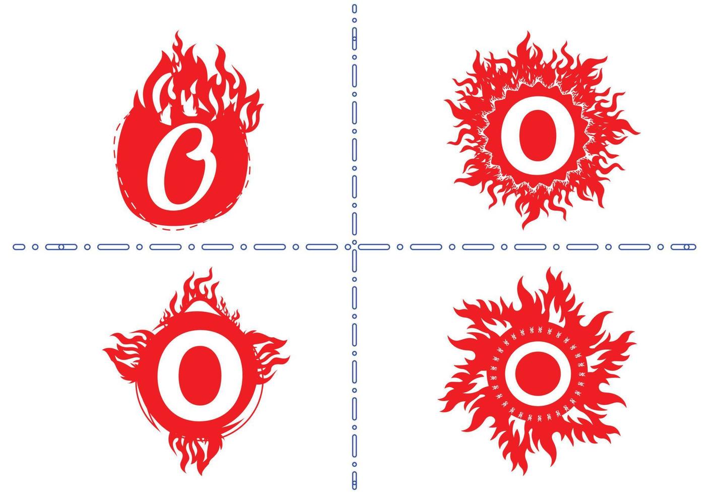 Plantilla de diseño de logotipo e icono de letra O de fuego vector