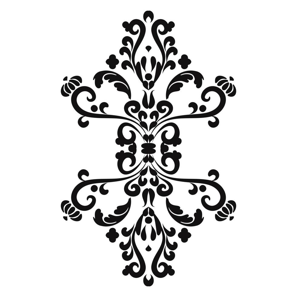 Royal filigree motif.Mehndi pattern. For the design of wall, menus, wedding invitations or labels, for laser cutting, marquetry. Digital graphics. Black and white. vector