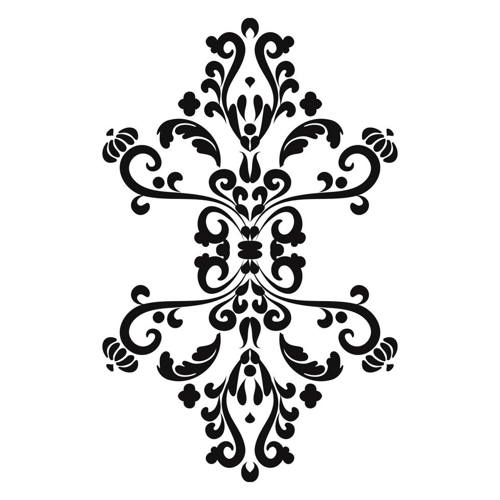 Royal filigree motif.Mehndi pattern. For the design of wall, menus, wedding invitations or labels, for laser cutting, marquetry. Digital graphics. Black and white. vector