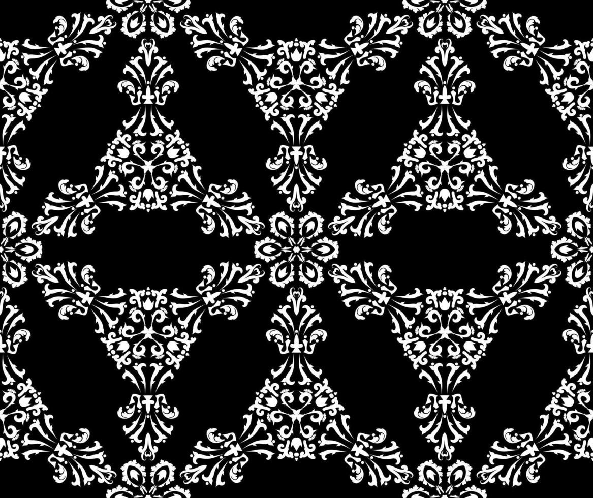 Vector Seamless Pattern with Filigree Damasks. Black and White. Decorative texture. Mehndi patterns. For fabric, wallpaper, venetian pattern,textile, packaging.