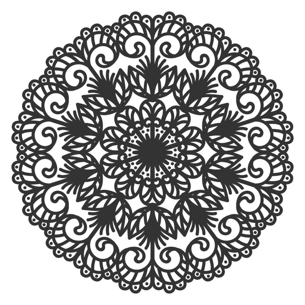 abstracción redonda en forma de mandala. adorno oriental circular en estilo étnico. página para colorear patrón circular para mehndi, tatuaje, logo. ilustración vectorial vector