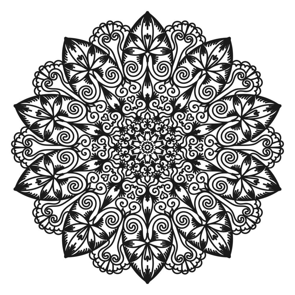 mandala decorativa floral. patrón oriental redondo. arabesco monocromático. página para colorear patrón circular para mehndi, tatuaje, logo. ilustración vectorial vector