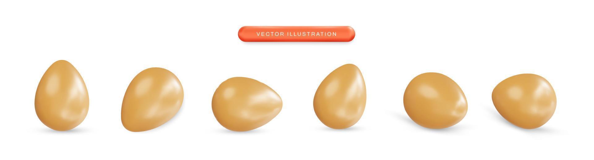 huevos realistas conjunto ilustración vectorial 3d vector