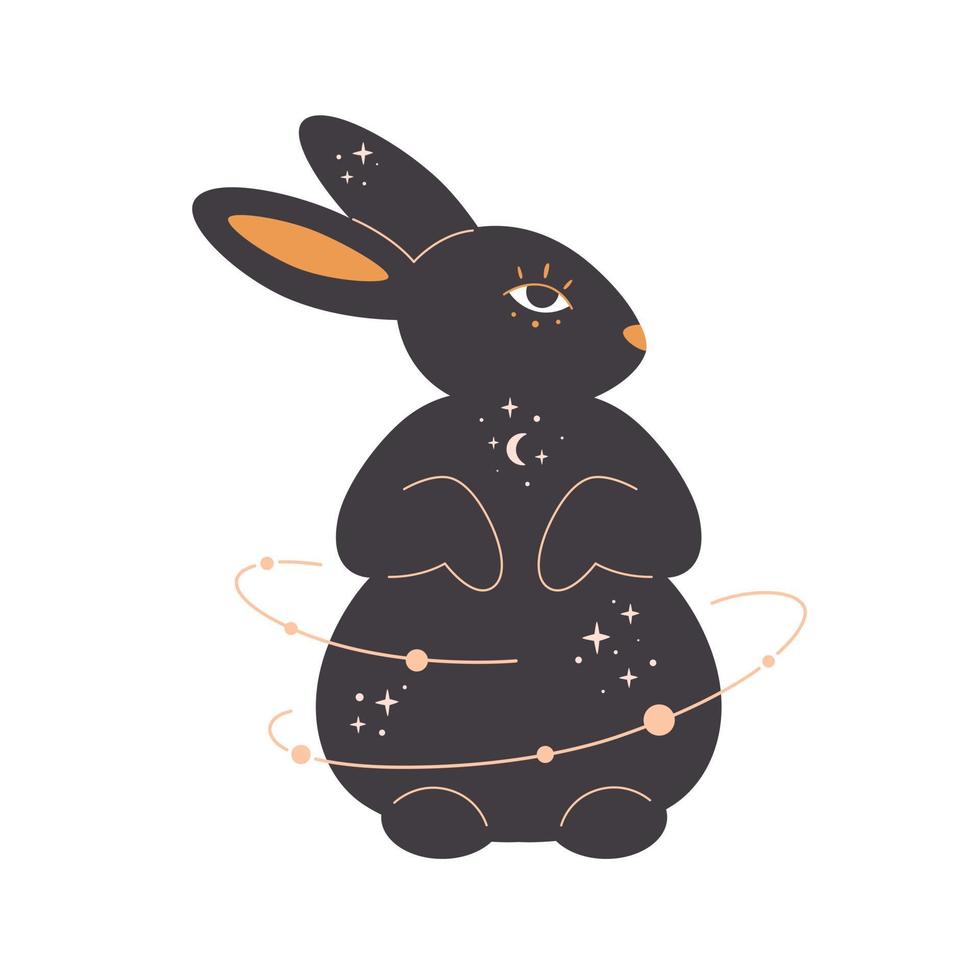 Rabbit with esoteric, mystic, astrology and magician elements. Year of the Rabbit vector