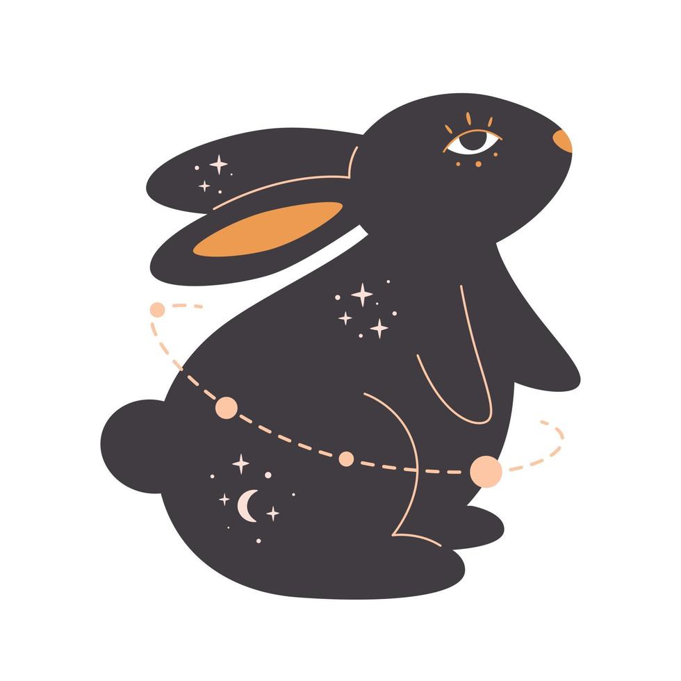 Rabbit with esoteric, mystic, astrology and magician elements. Year of the Rabbit vector