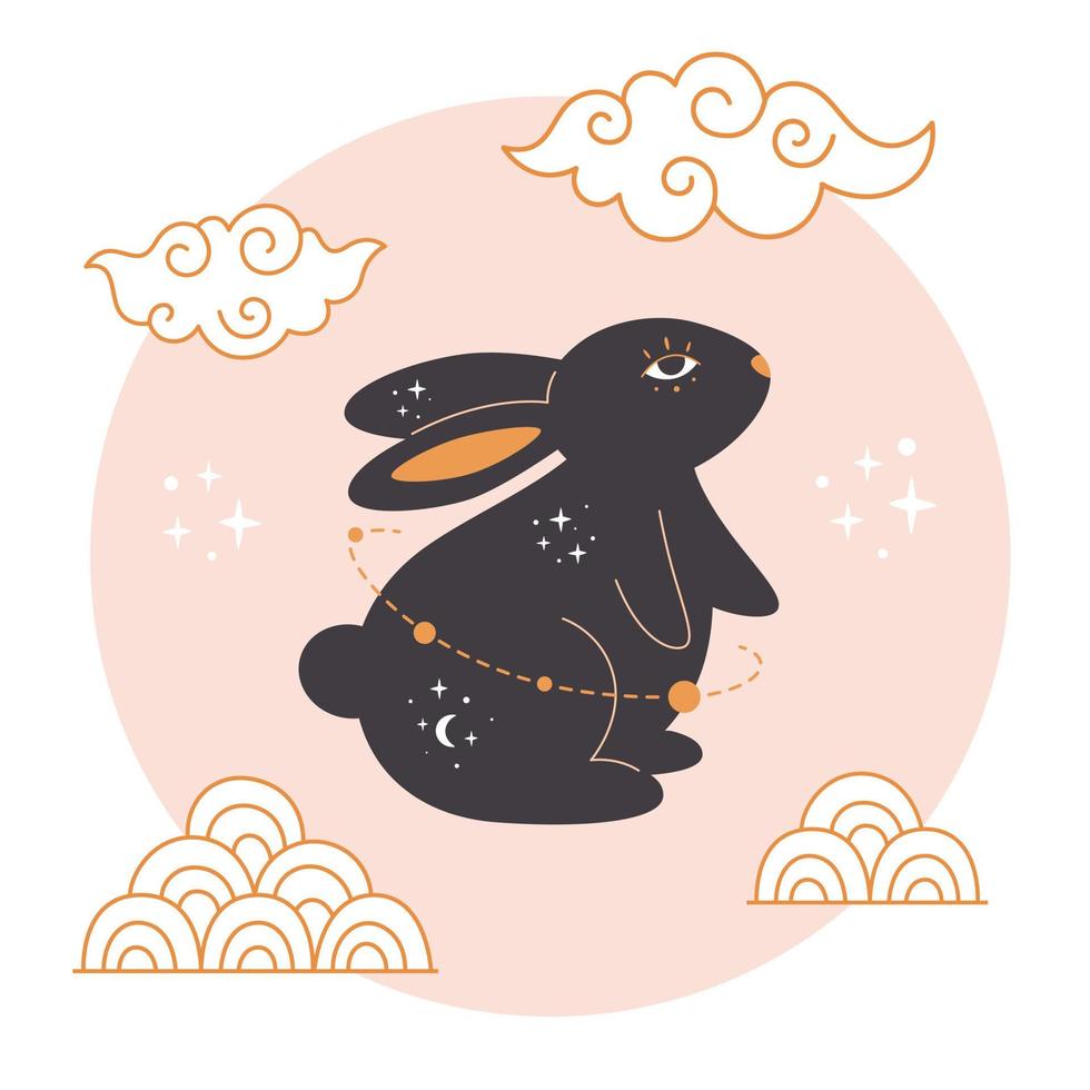 feliz año nuevo chino tarjeta de felicitación 2023 con lindo conejo. año del conejo. vector