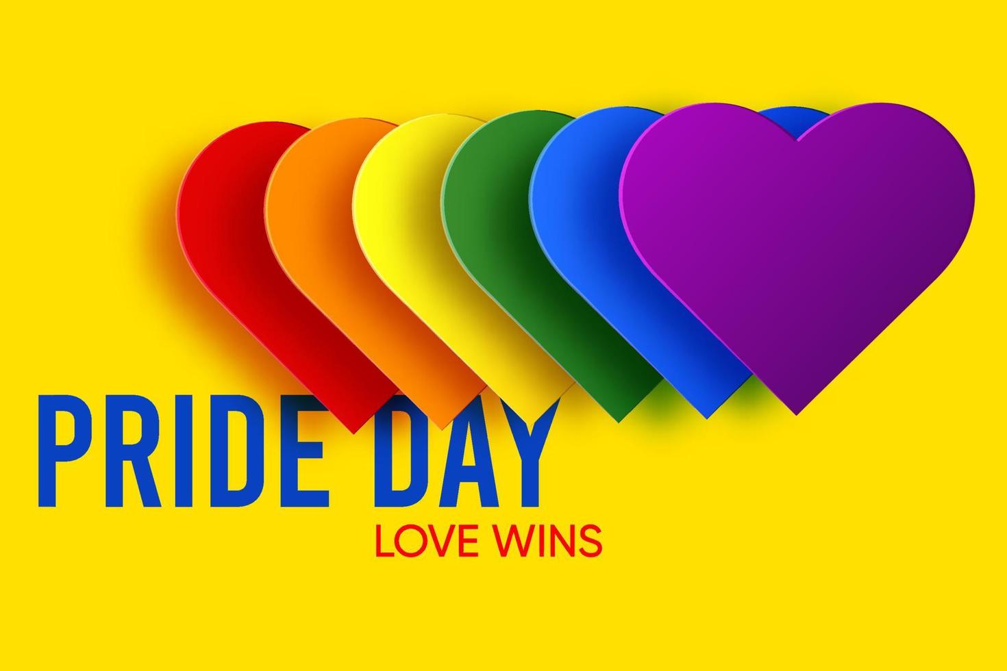 pride day hearts with rainbow colors banner illustration vector