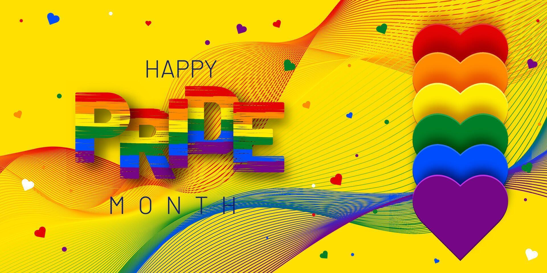 happy pride month yellow abstract banner design vector