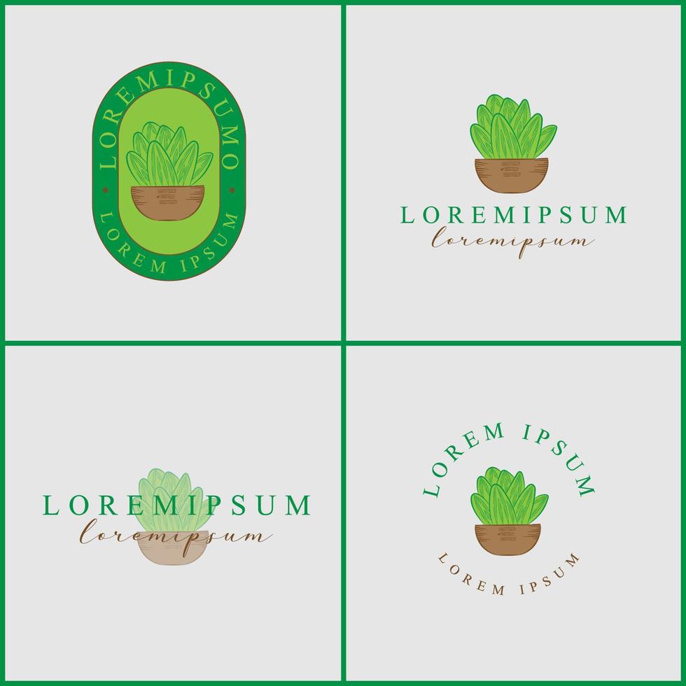 colección de logotipos de cactus dibujados a mano vector