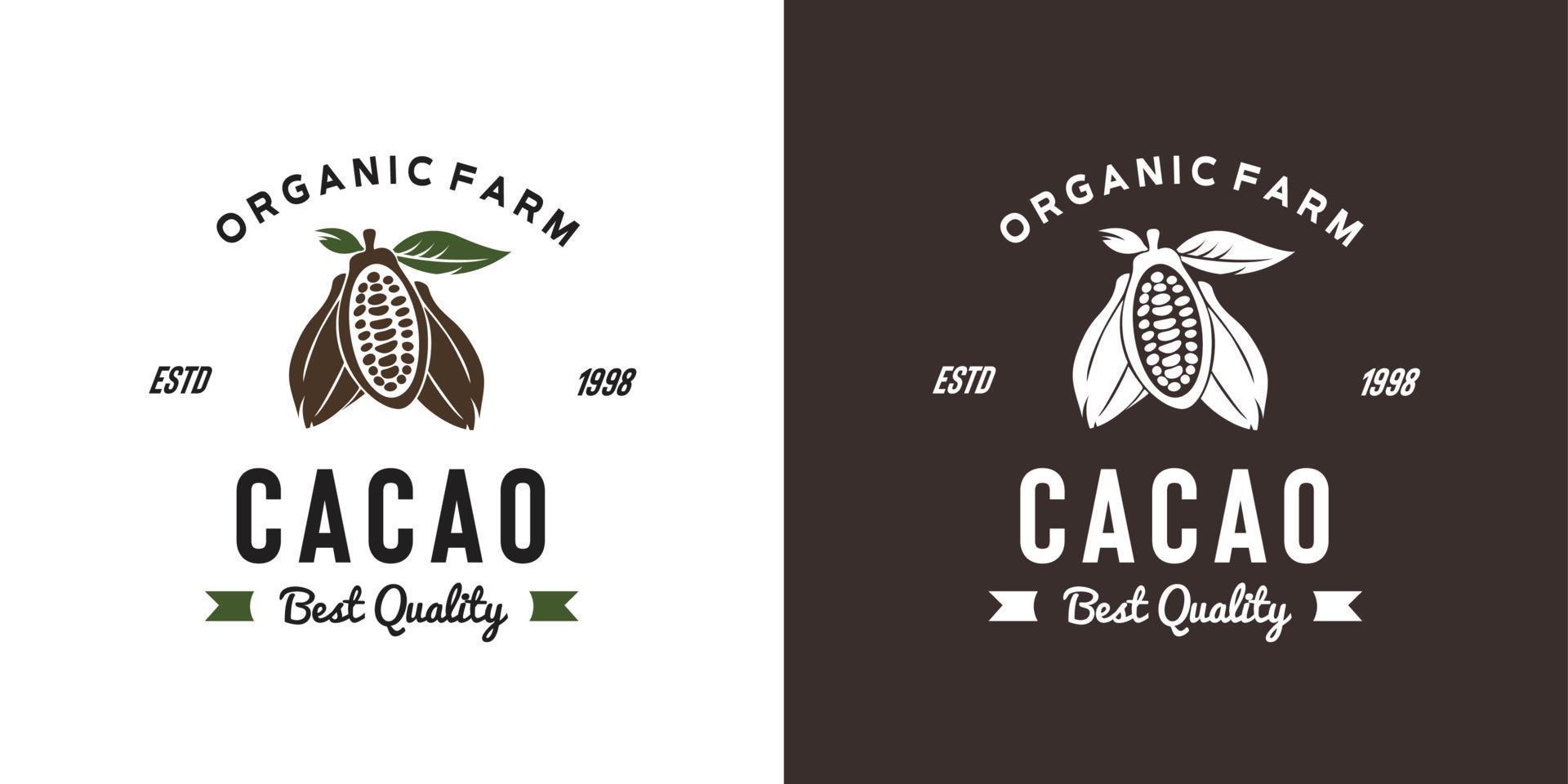 ilustración de logotipo de fruta de cacao vintage adecuada para frutería y granja de frutas vector