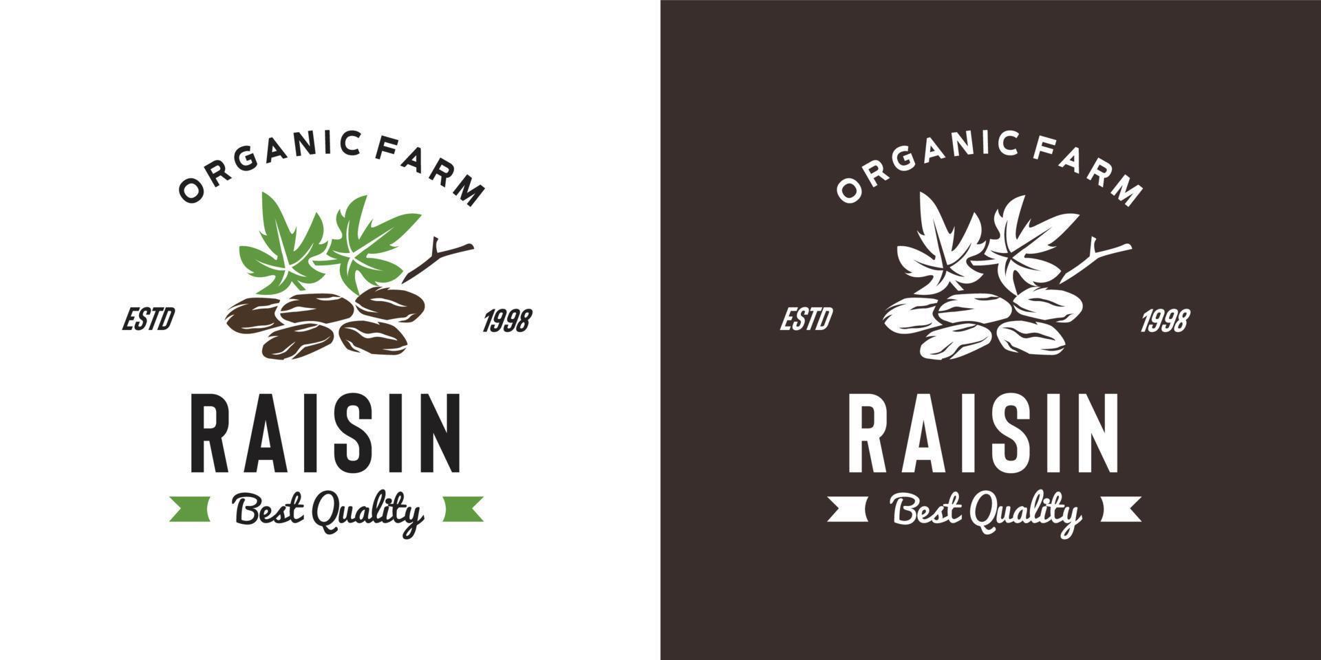 vintage raisin fruit logo illustration suitable for fruit shop and fruit farm vector