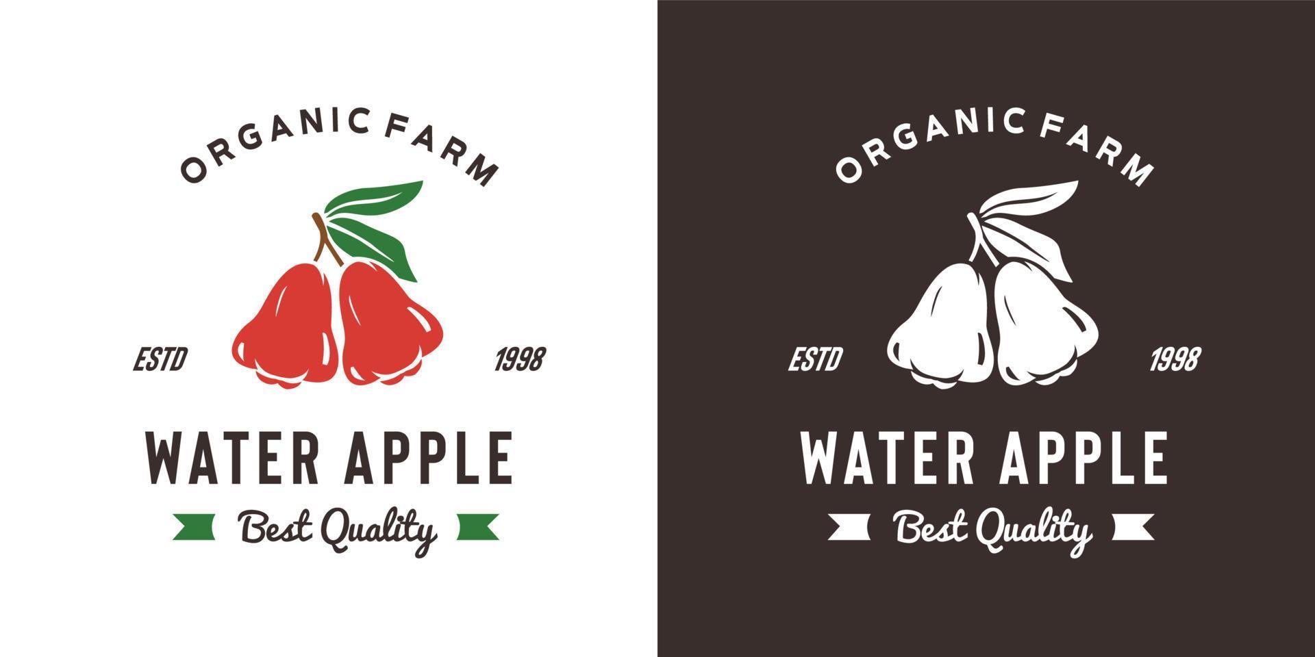 ilustración de logotipo de fruta de manzana de agua vintage adecuada para frutería y granja de frutas vector