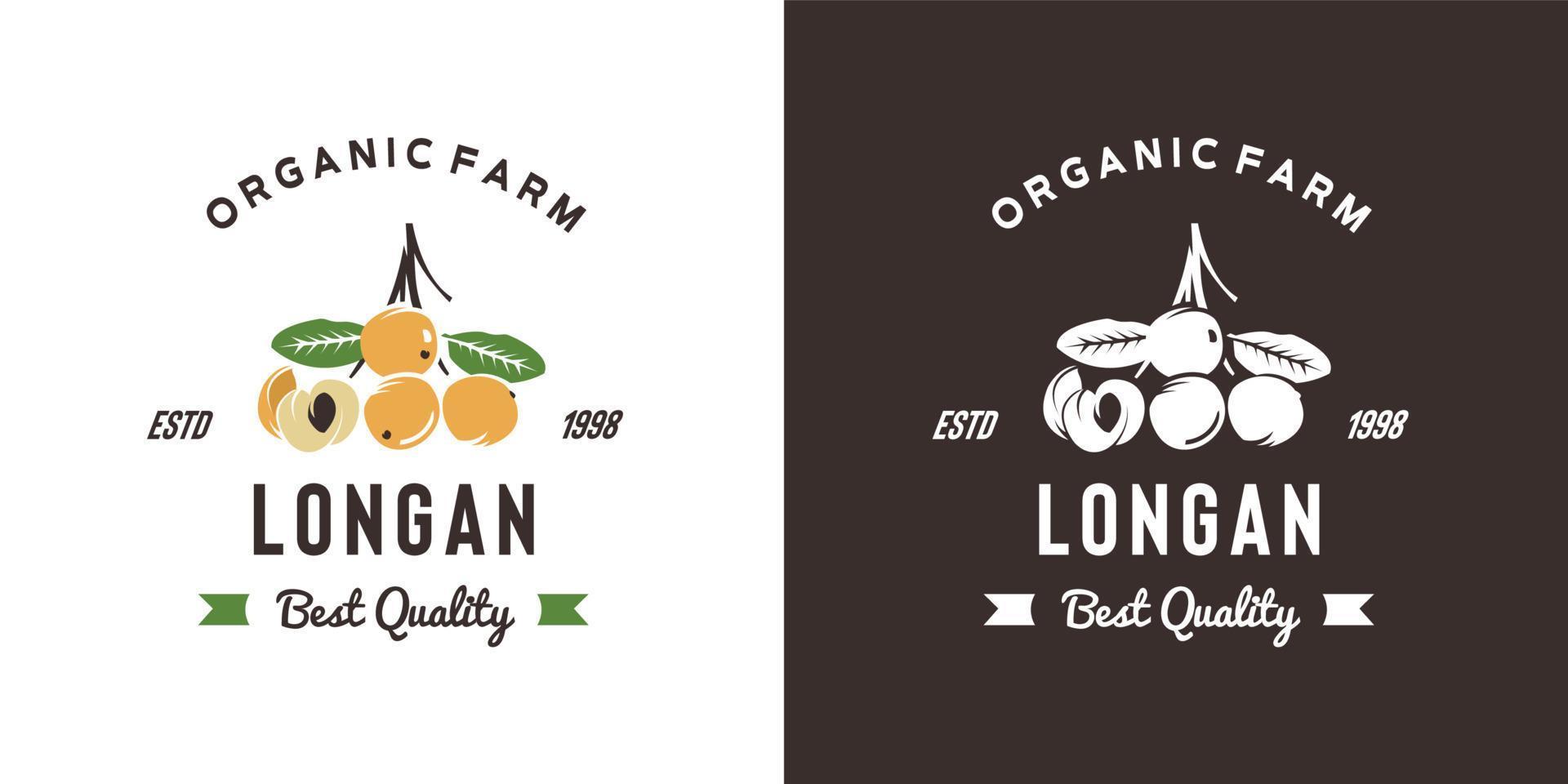 ilustración del logotipo de la fruta longan vintage adecuada para la tienda de frutas y la granja de frutas vector