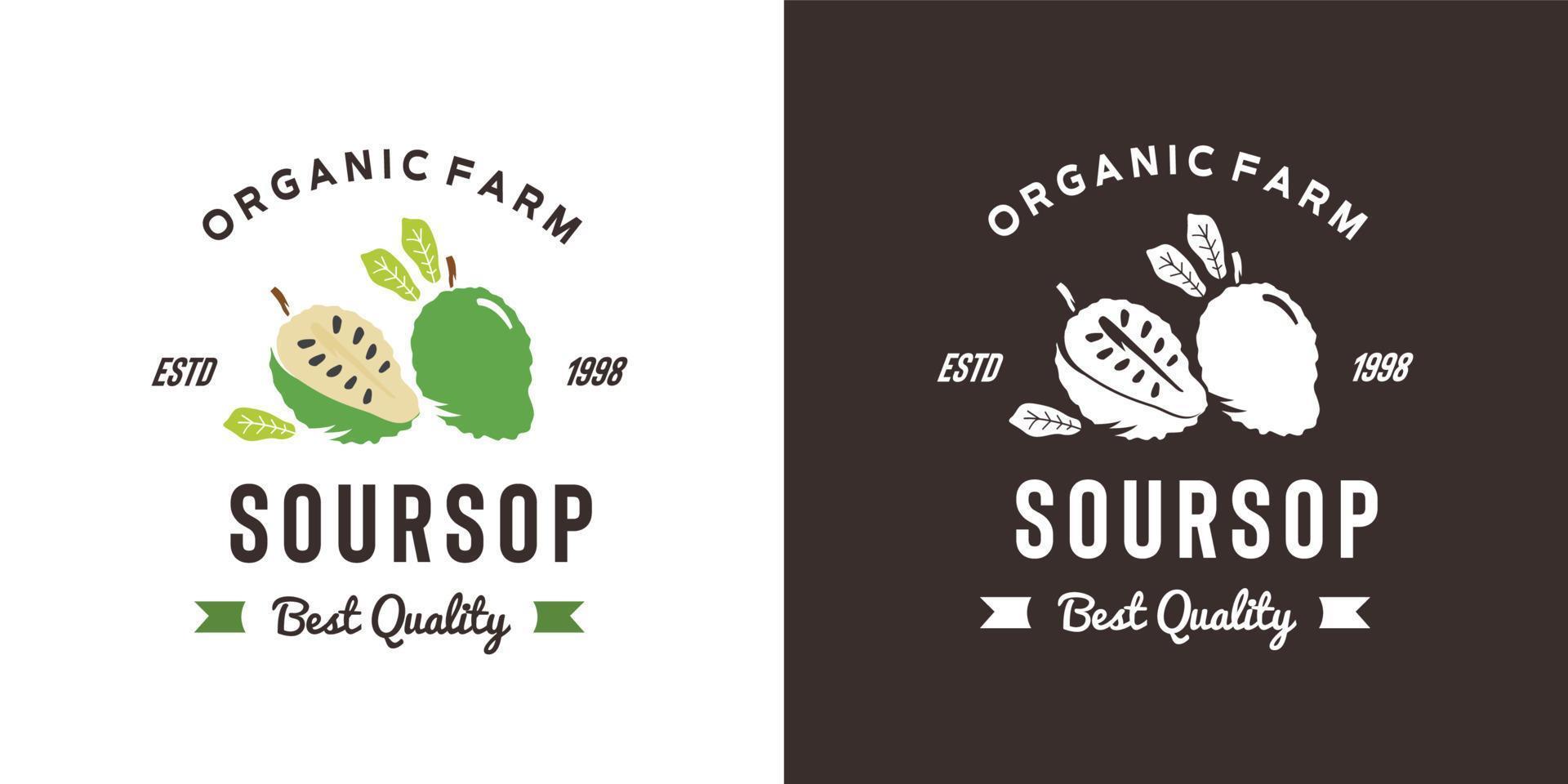 ilustración de logotipo de fruta de guanábana vintage adecuada para frutería y granja de frutas vector