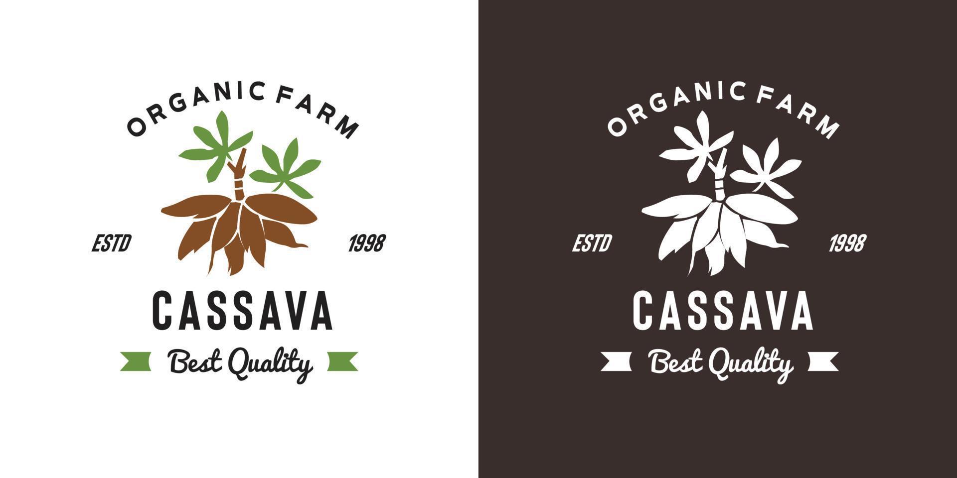 vintage cassava logo illustration suitable for fruit shop and fruit farm vector