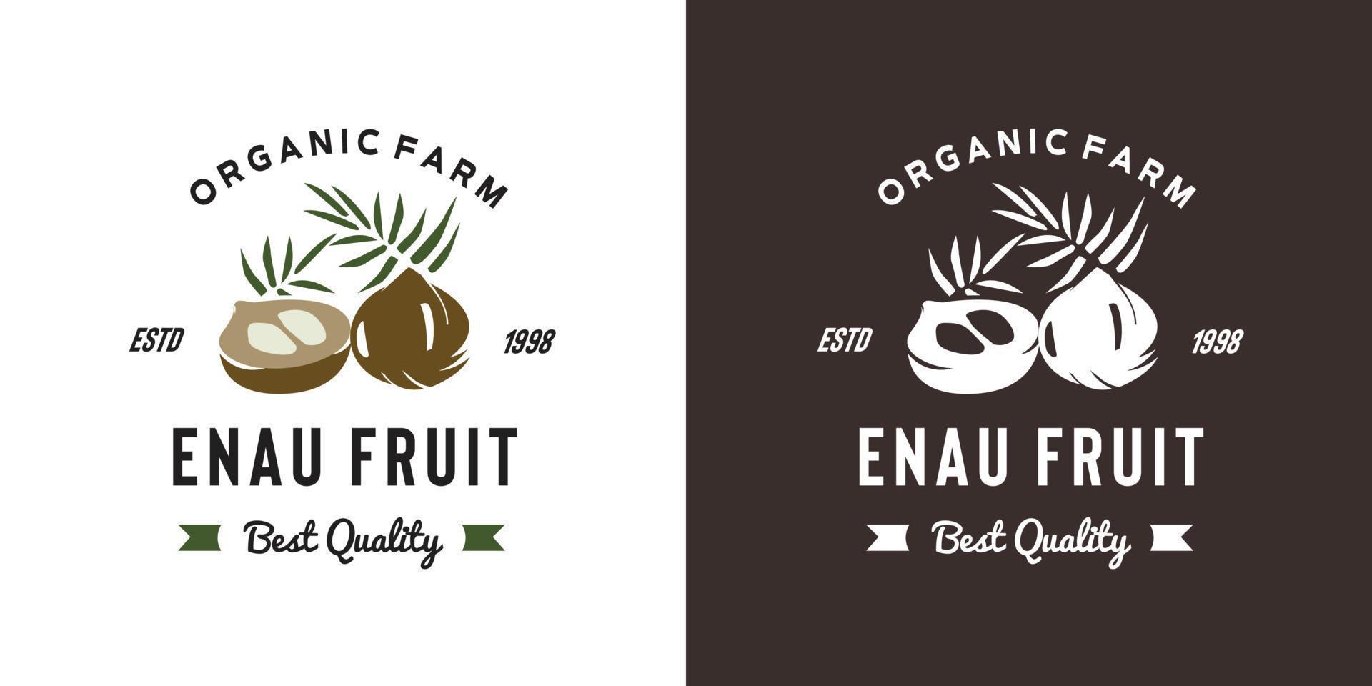 ilustración del logotipo de la fruta enau vintage adecuada para la tienda de frutas y la granja de frutas vector