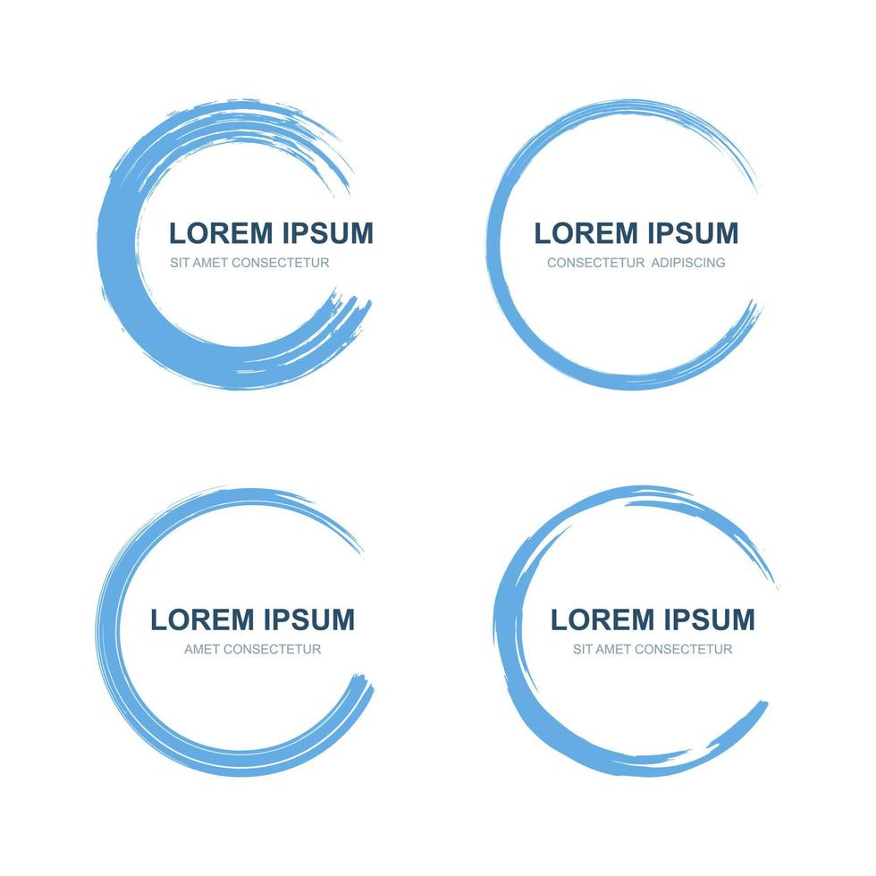 Artistic circle brush frame logo badge template set vector
